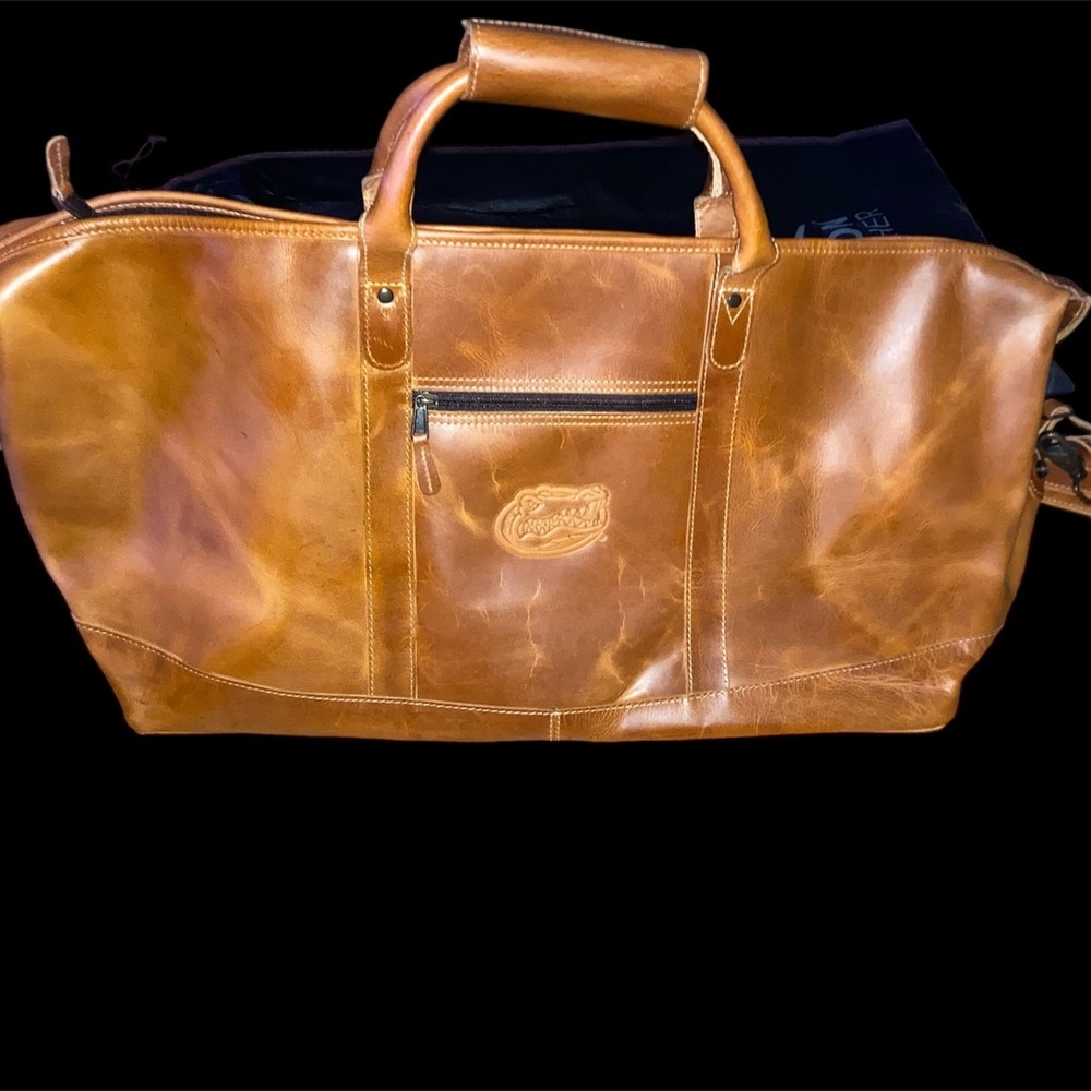 University of Florida UF Gators Duffle Travel Bag. Marbled Leather. New - Picture 5 of 9